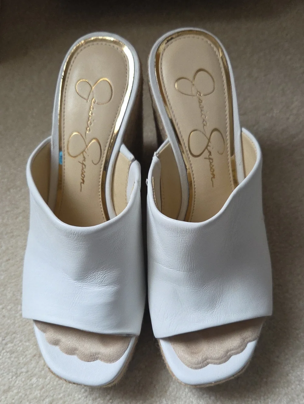 Jessica Simpson White Espadrille Wedge Slide Sandal